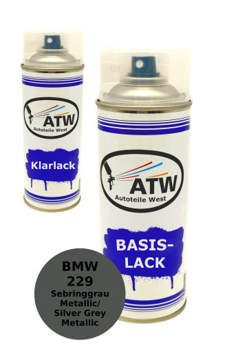 Autolack für BMW 229 Sebringgrau Metallic+400ml Klarlack Set / Silver Grey Metallic